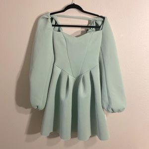 ASOS Mint Green Babydoll Dress with Puff Sleeves
